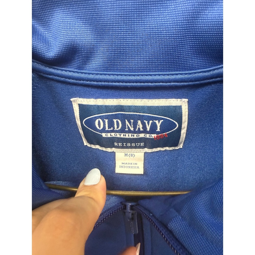 Old Navy Reissue 94 Track Jacket Kids Medium 8 Blue White Stripe S/585787-01 - Picture 3 of 6